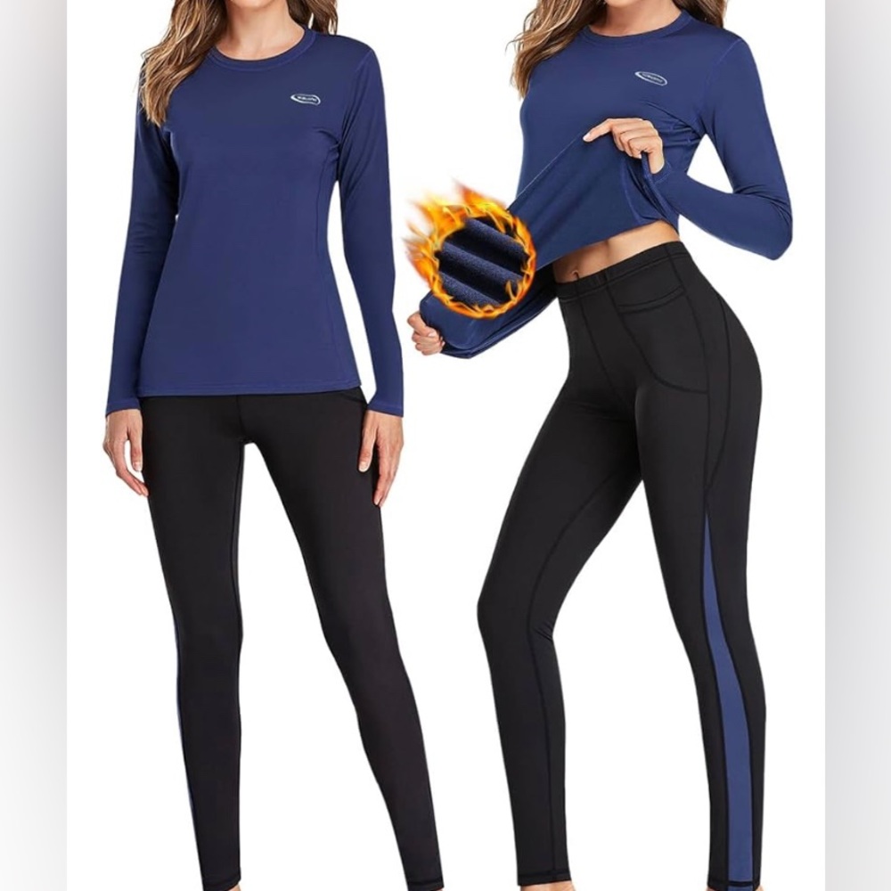 NWT Thermal Underwear for Women Long Johns Set with Fleece Lined Base Layer Suit